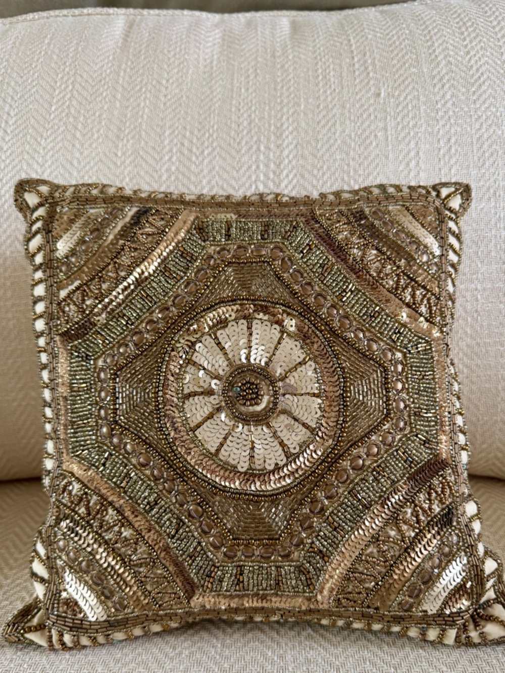 Pier 1 Gold and Brown Beaded Accent Pillows - Pair - Picture 2 of 10